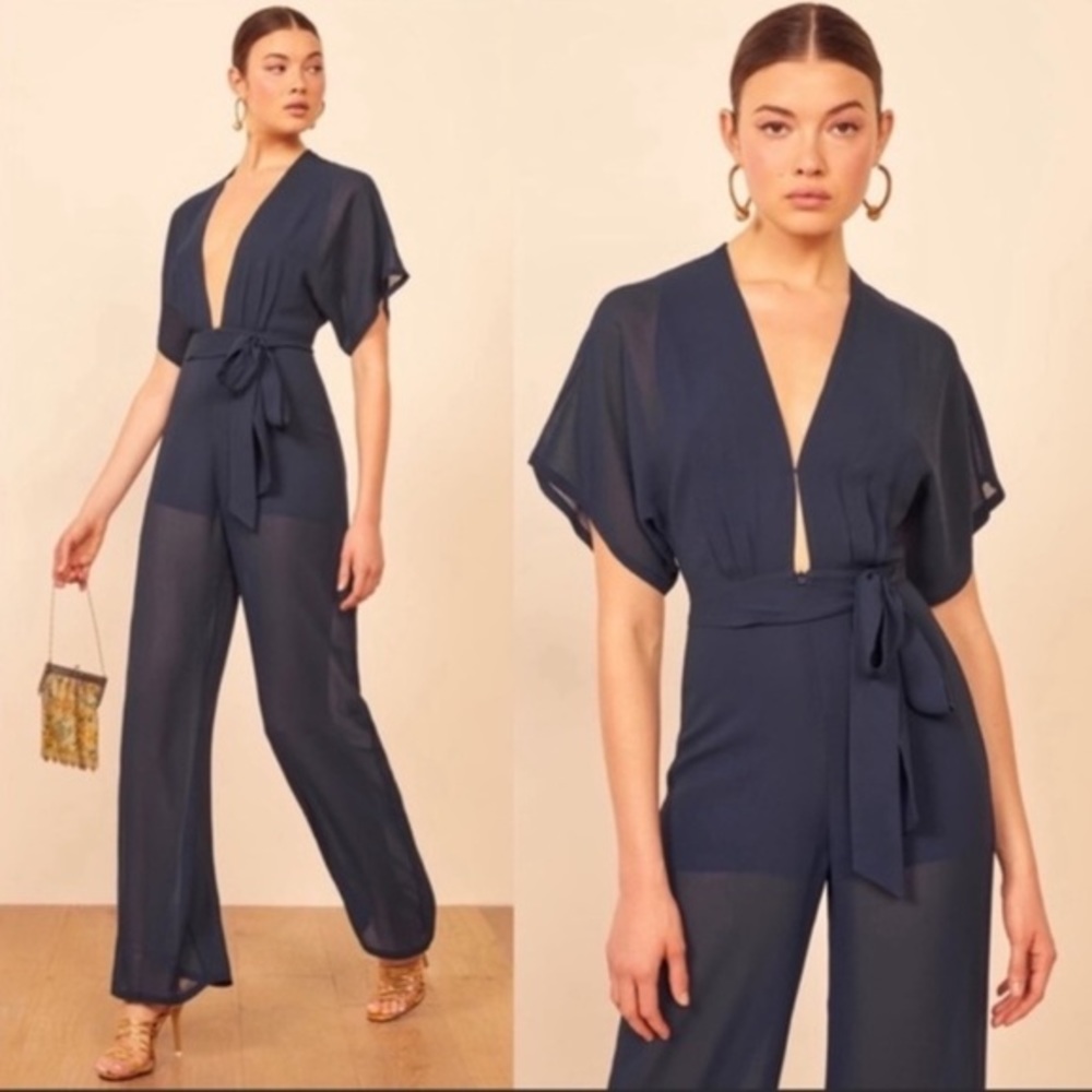 Reformation Lemongrass Jumpsuit Navy